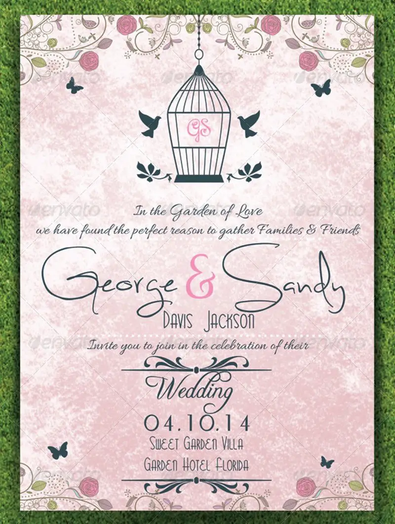 floral garden wedding invitation