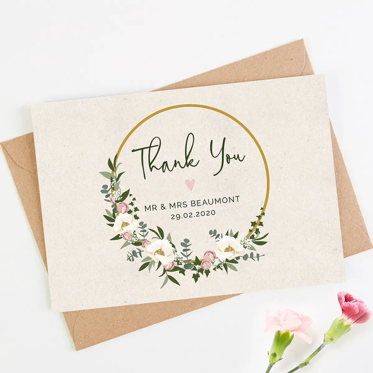Floral Hoop Wedding Thank You Card