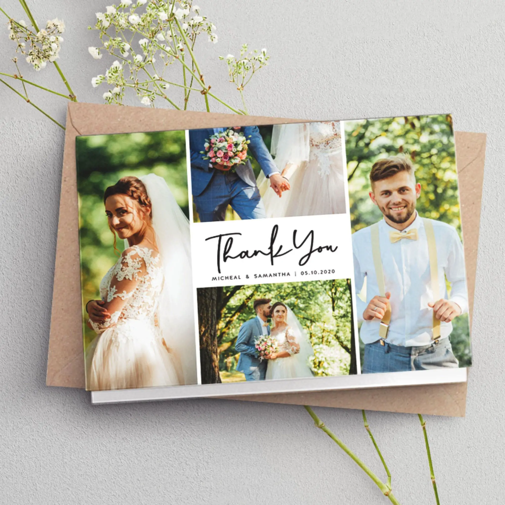 Folded Thank You Cards Wedding Thank You Card With Photo