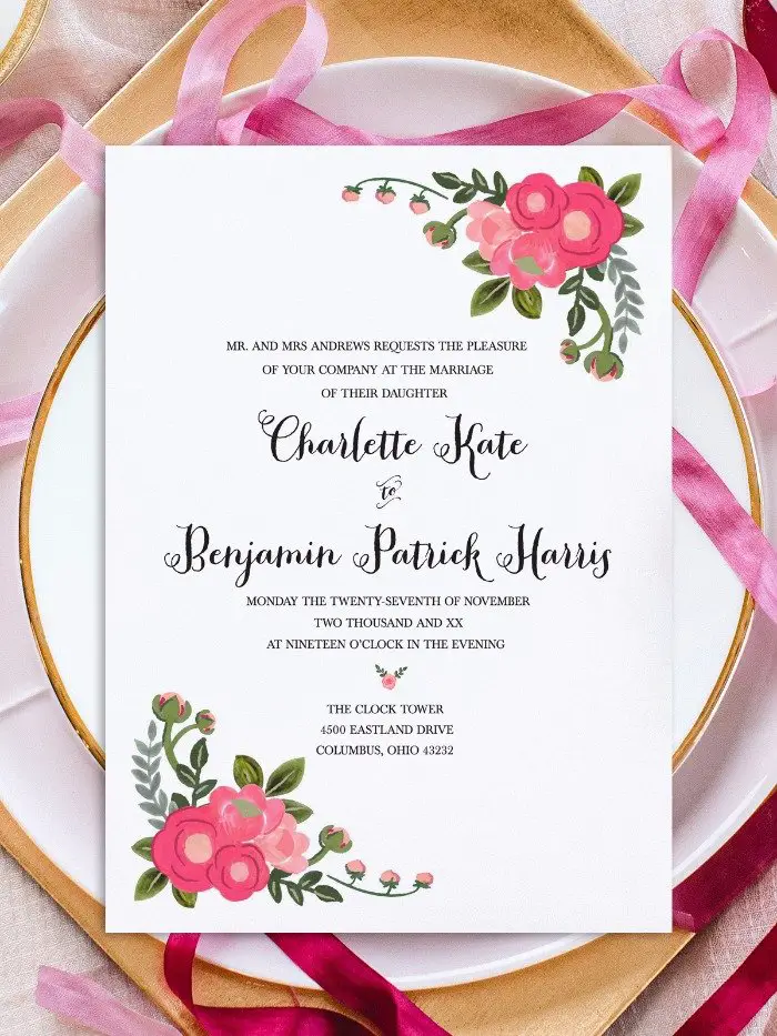 Free Printable Designs For Wedding Invitations