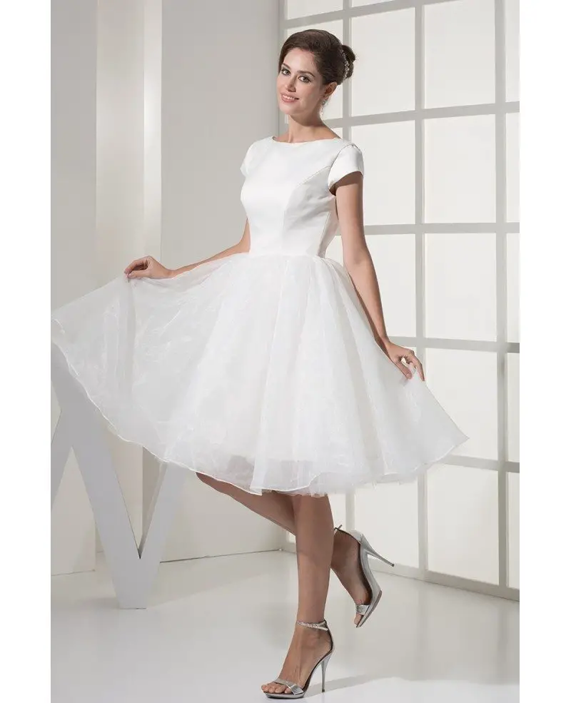 Fun Short Wedding Dresses Tulle with Sleeves Modest Ballroom Style # ...