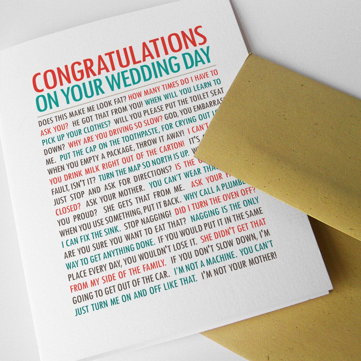 Funny, Unique Wedding Card for Bride and Groom, " What ...