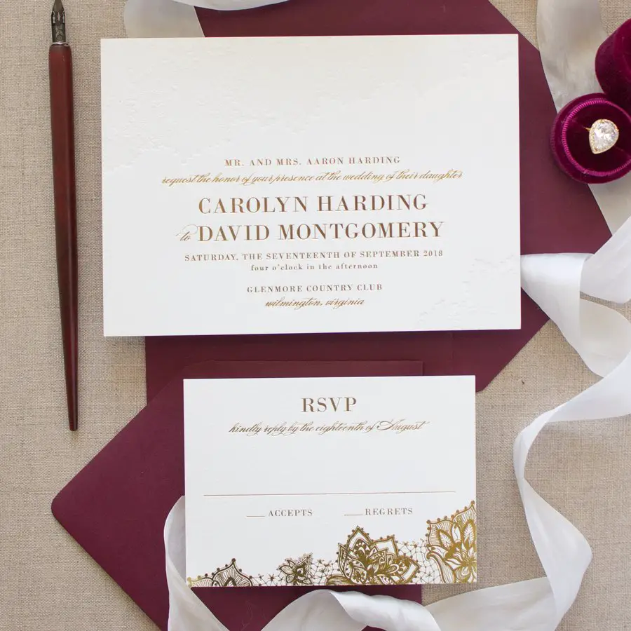 Gold Foil Stamped Wedding Invitations