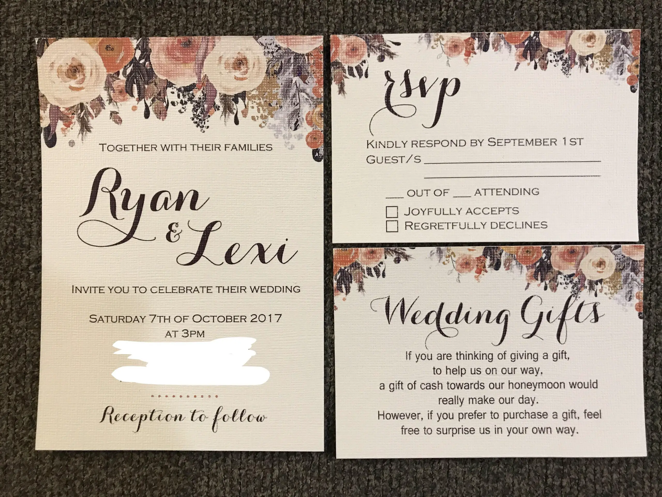 Got the invitations for my fall wedding printed today, safe to say I