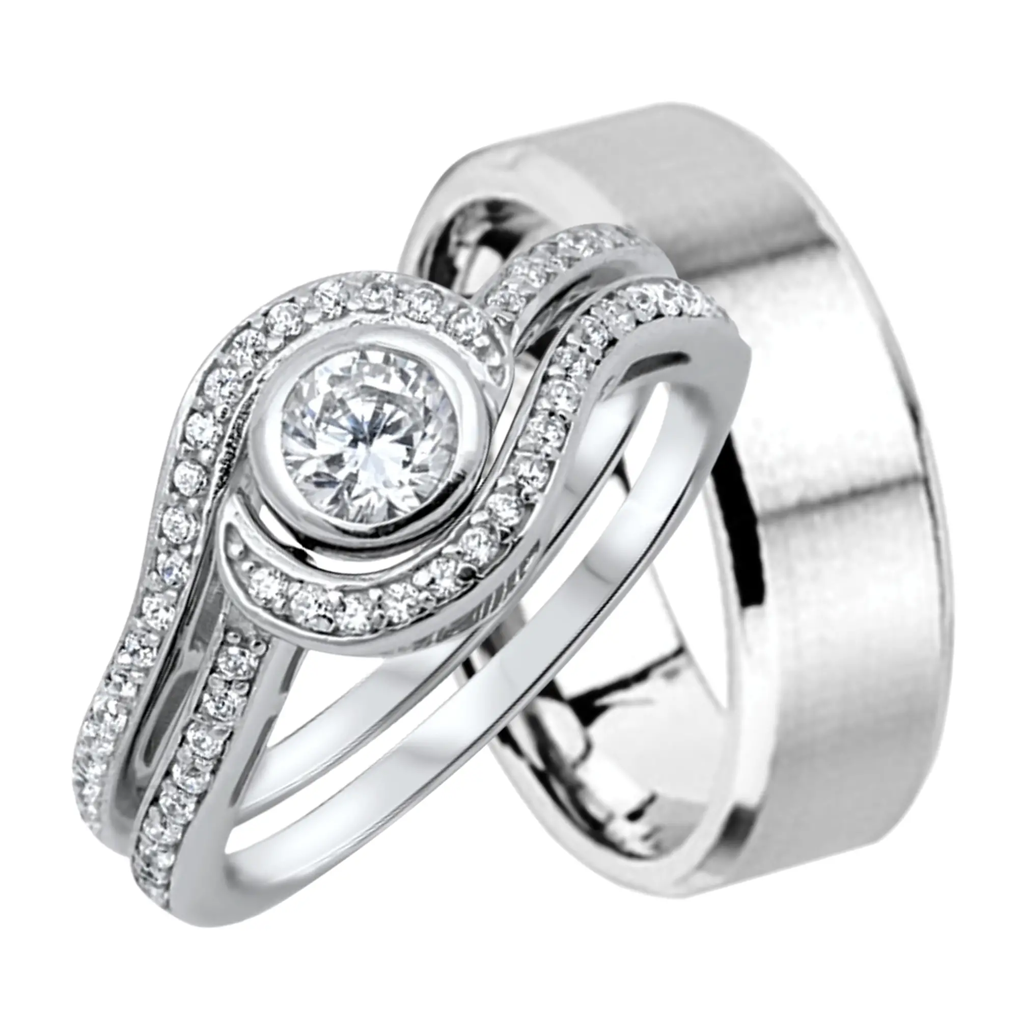His and Hers Wedding Ring Set Matching Wedding Bands for Him and Her (5 ...