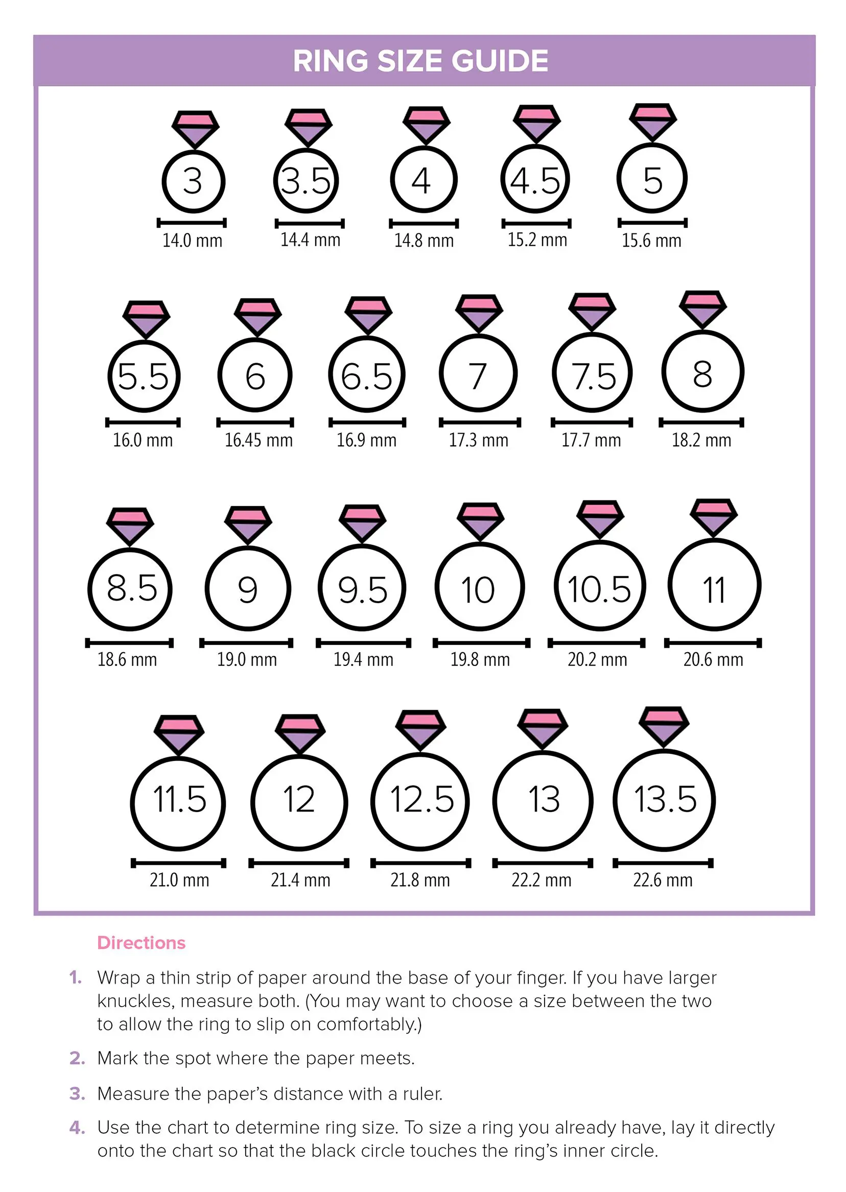 How to find your ring size at home using this handy chart