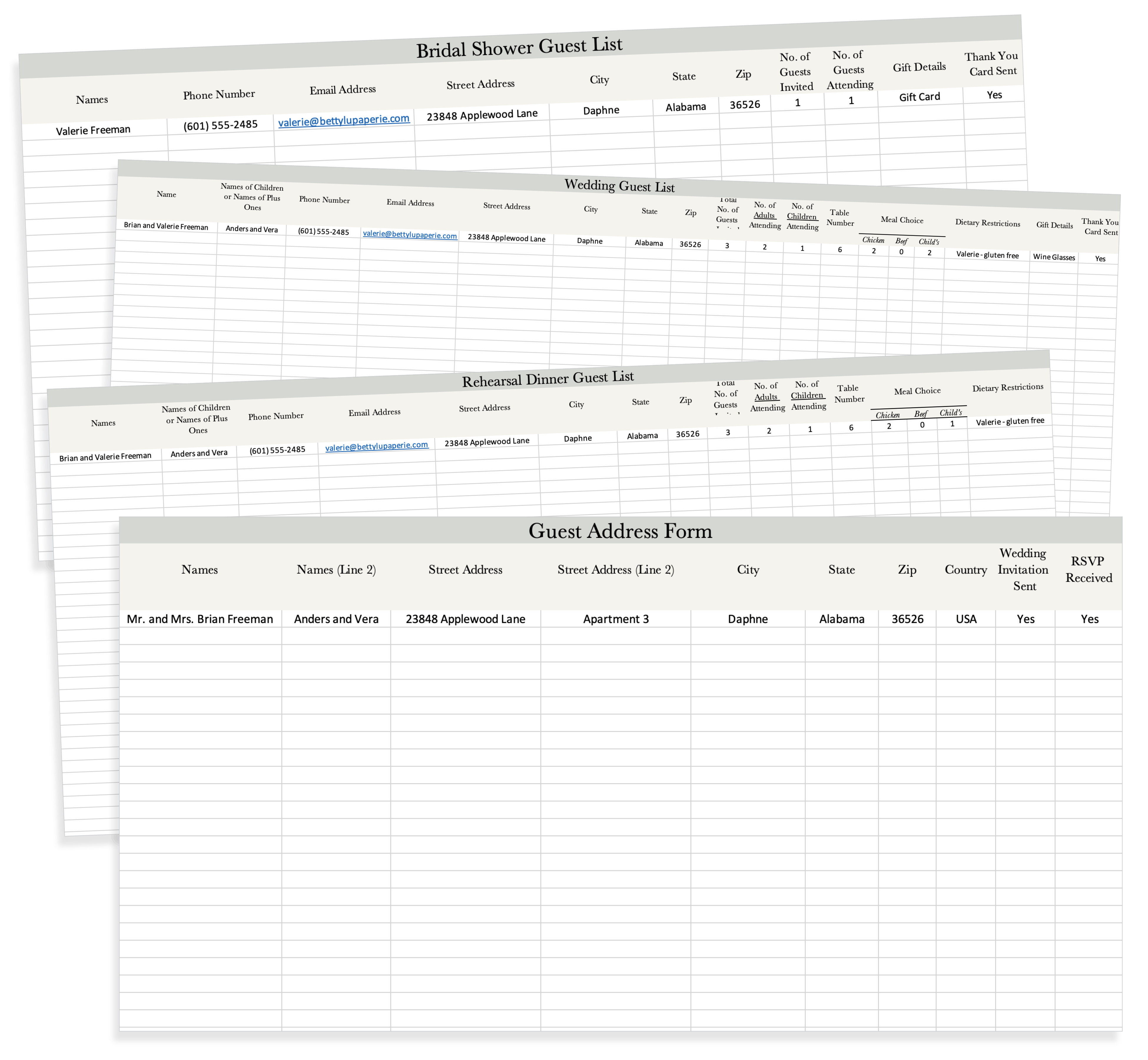 How to Organize your Wedding Guest List in Excel  Betty ...