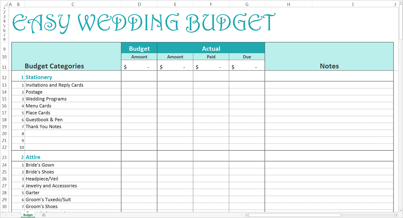 How to Use the Easy Wedding Budget  Savvy Spreadsheets