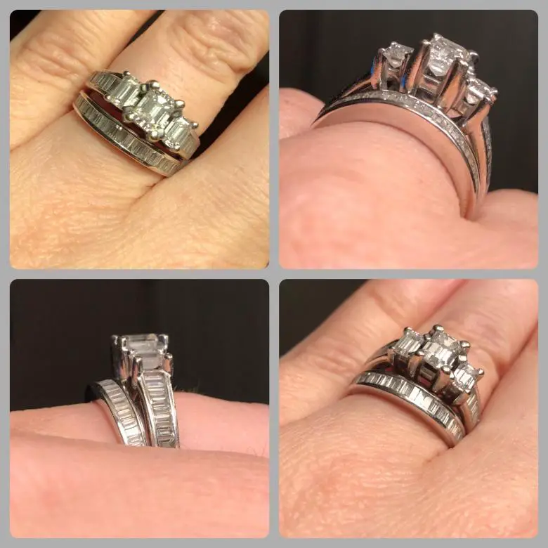 Jared Emerald Cut Engagement Ring/Wedding Band Set