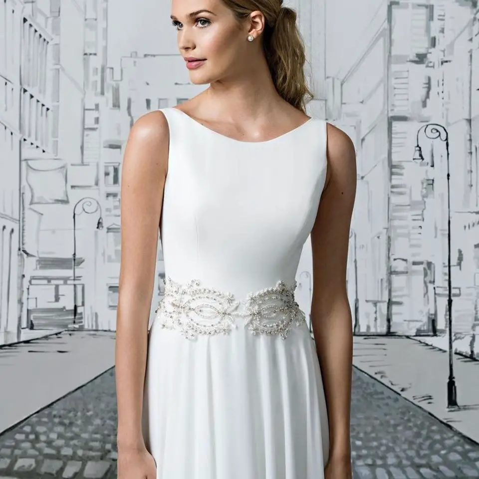 Justin Alexander Ivory Chiffon 8894 Vintage Wedding Dress Size 16 (XL ...