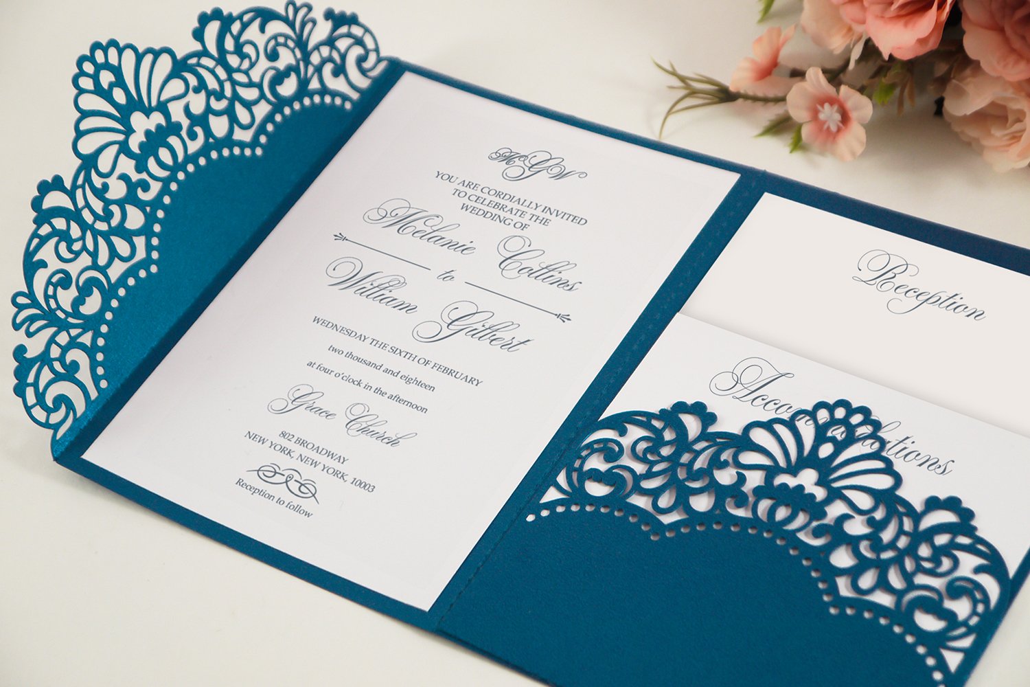Laser cut wedding invitation, 5x7, Cricut Template, Tri ...