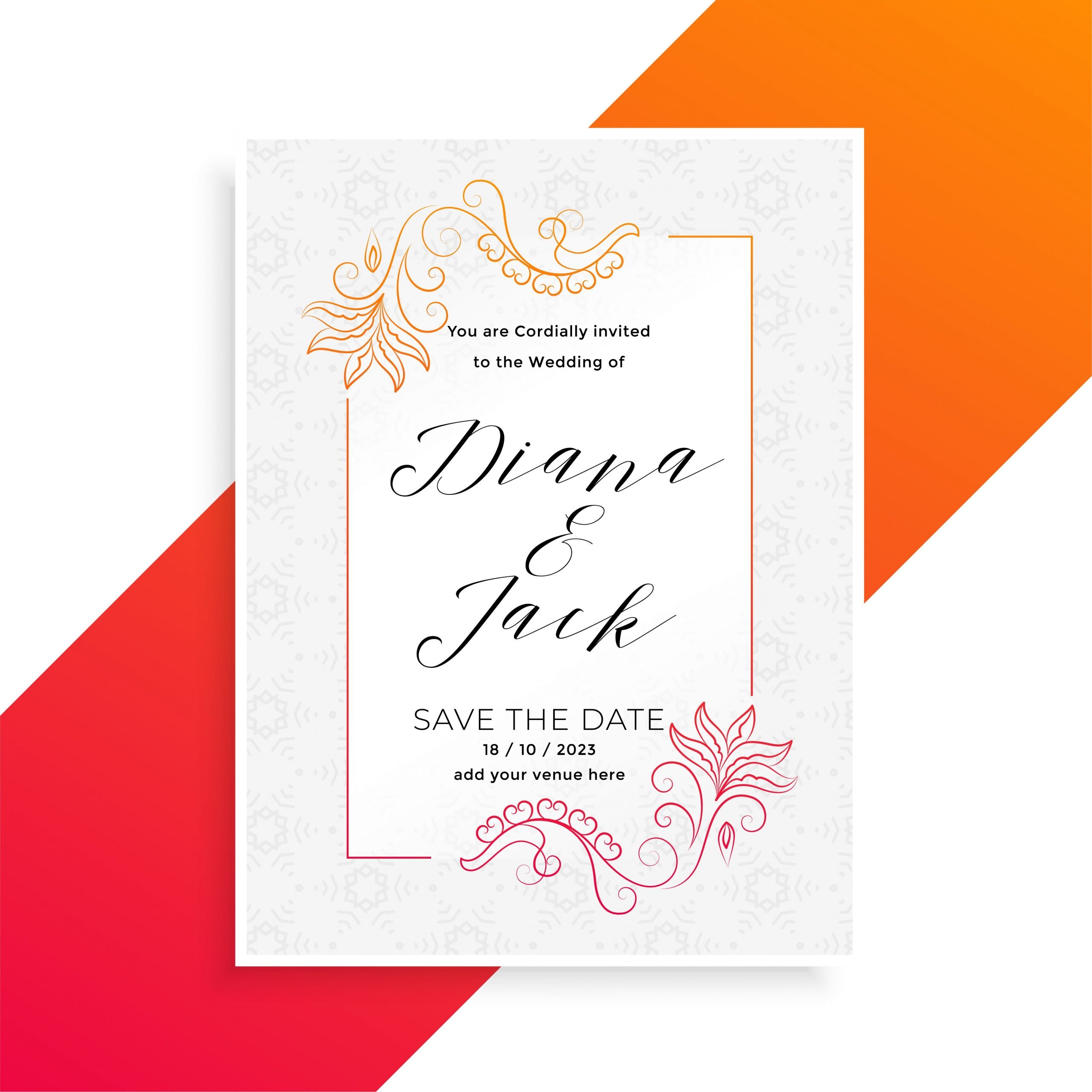 lovely floral wedding invitation card design template ...