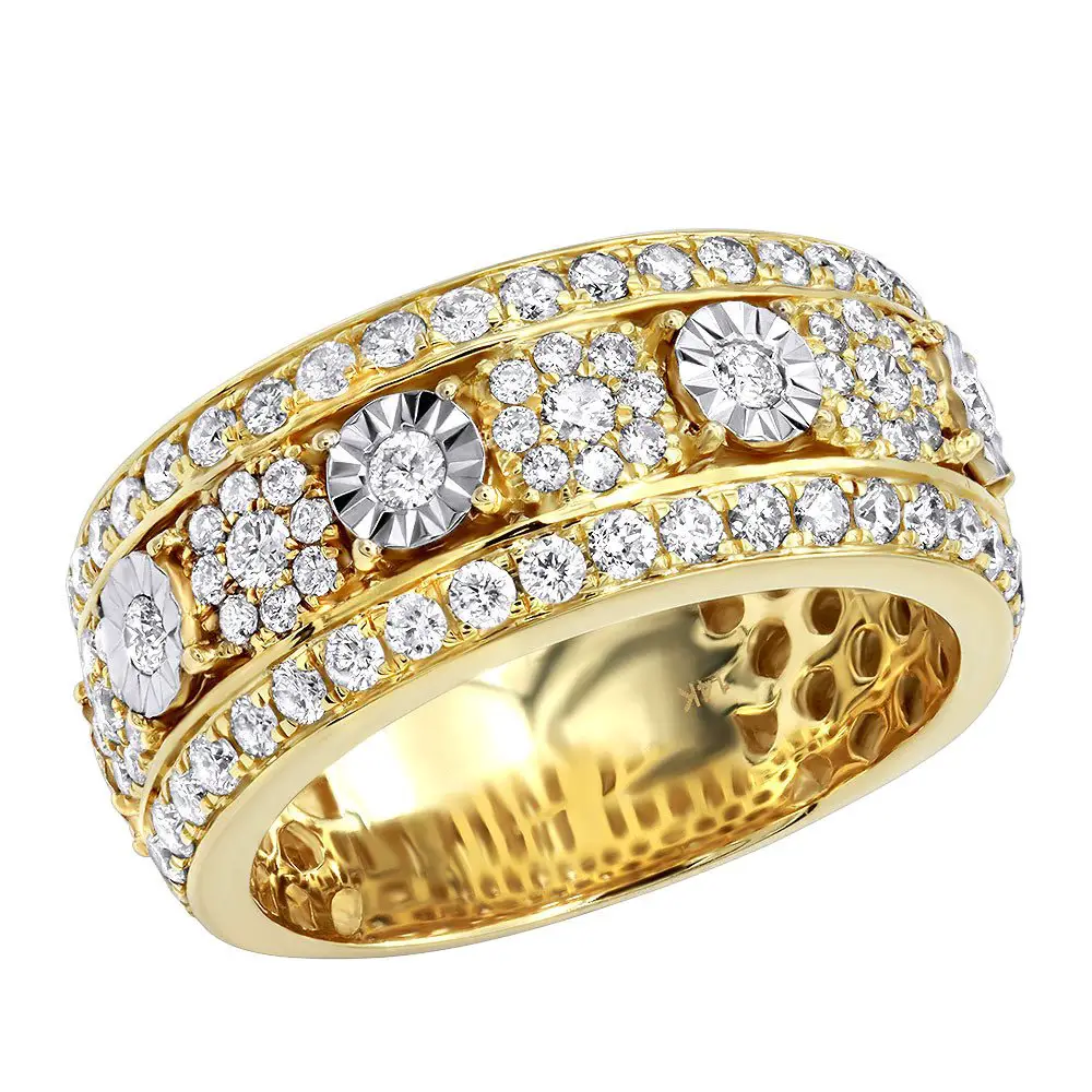Luxurman Unique Mens Diamond Wedding Band 14k Gold 2.25ct Anniversary Ring