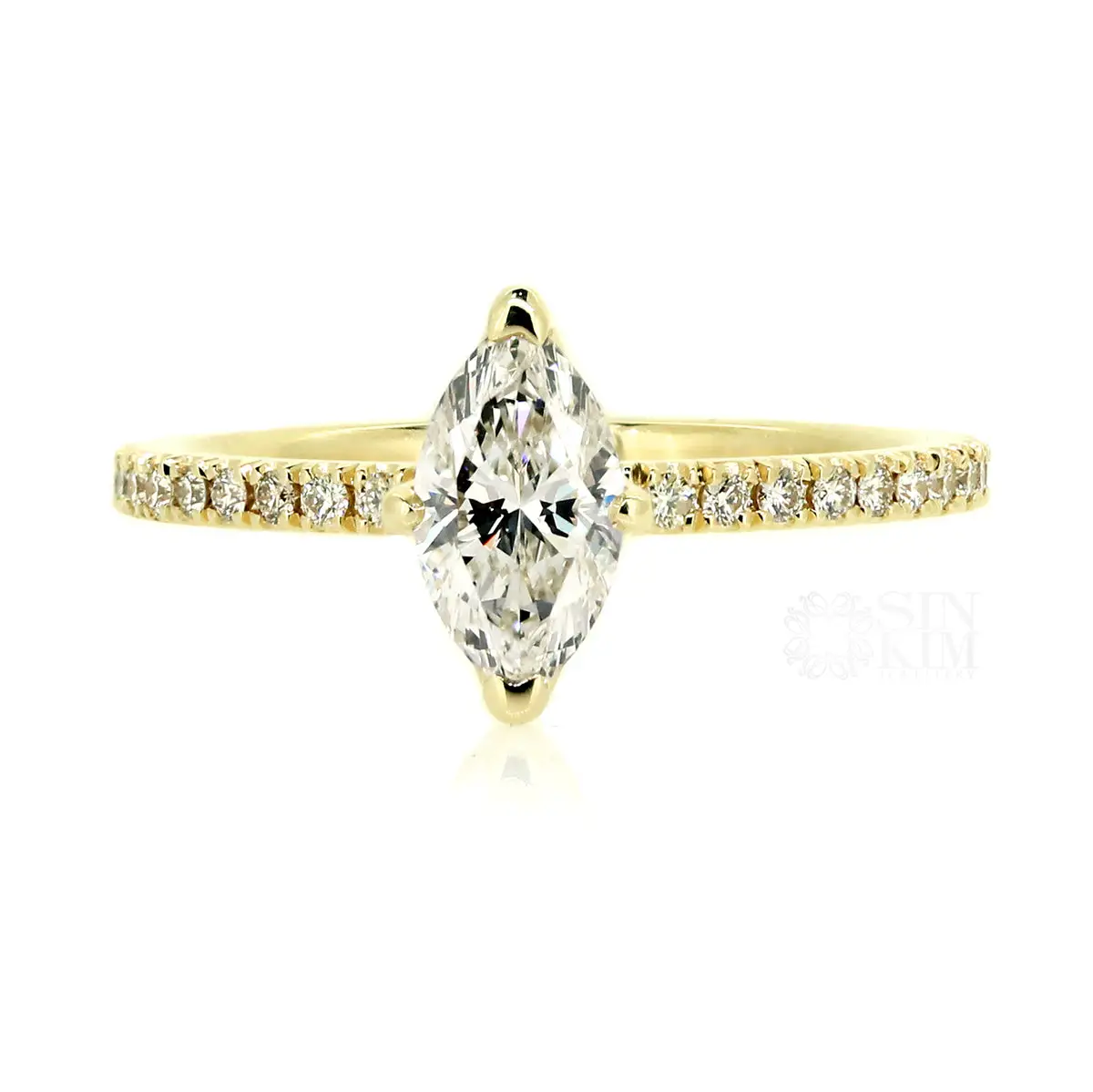 Marquise Classic, Yellow Gold, Solitaire Engagement Ring, with Diamond ...