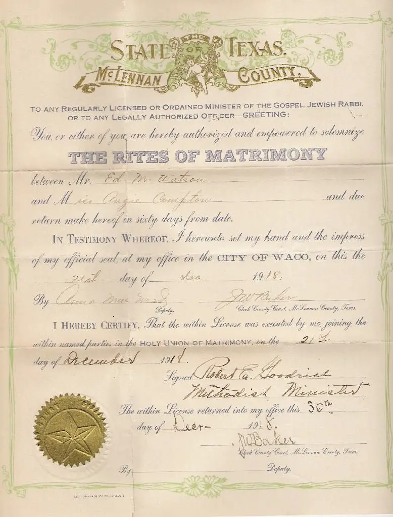 Marriage License Info