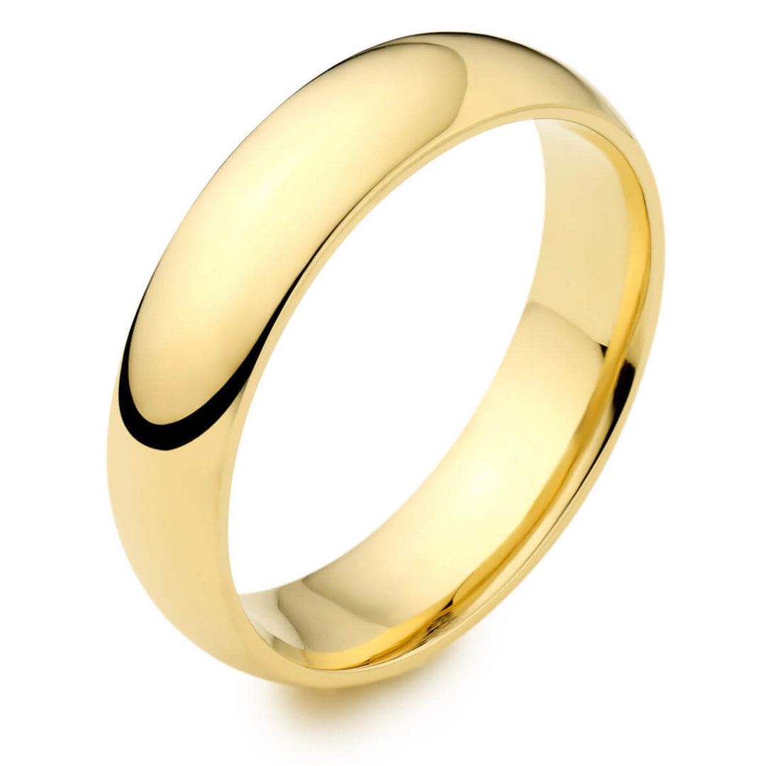 Mens 9ct yellow Gold 6mm D shape Wedding Ring 6 grams