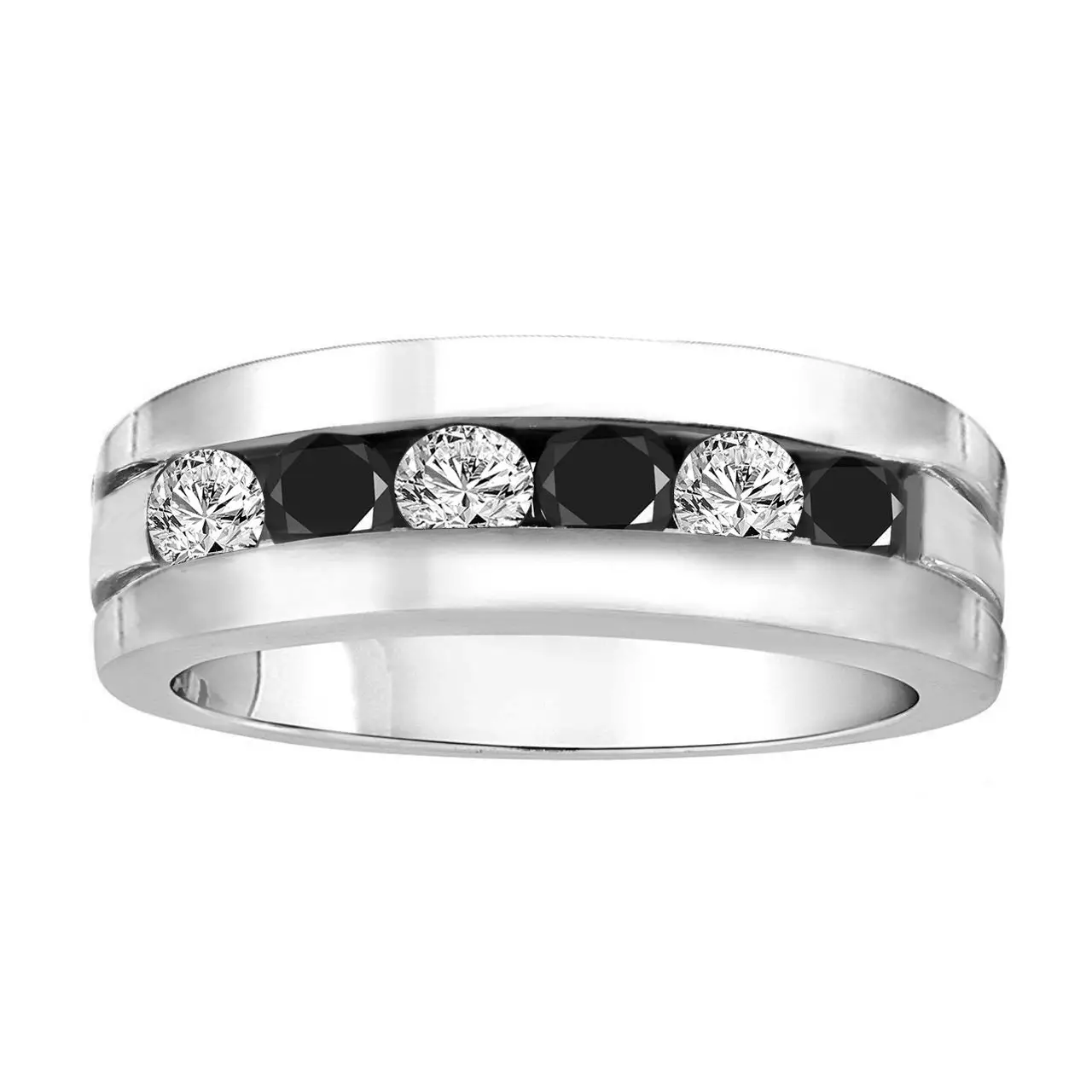 Mens Diamonds Wedding Ring, Alternating Black and White Diamonds ...