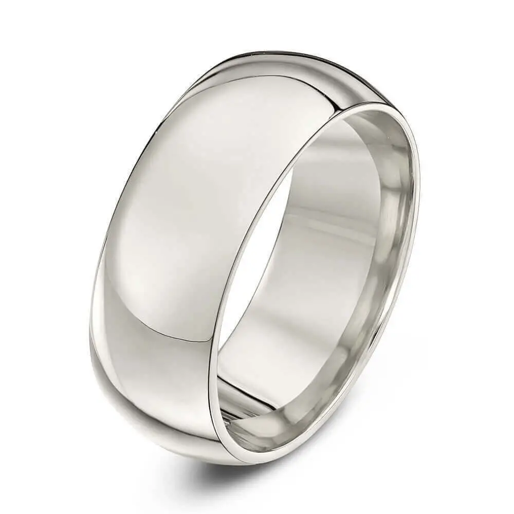 Mens heavy Platinum 8mm Court shape Wedding Ring