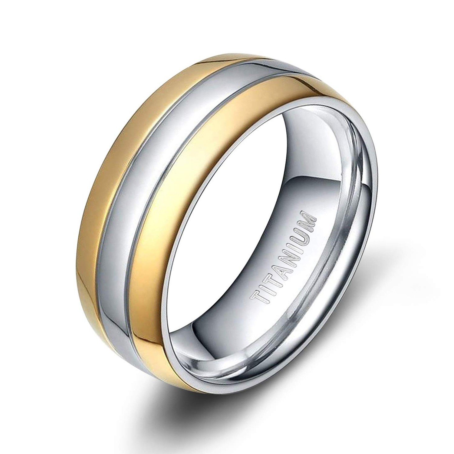 Mens Titanium Wedding Bands Gold and Silver Two Tone Rings