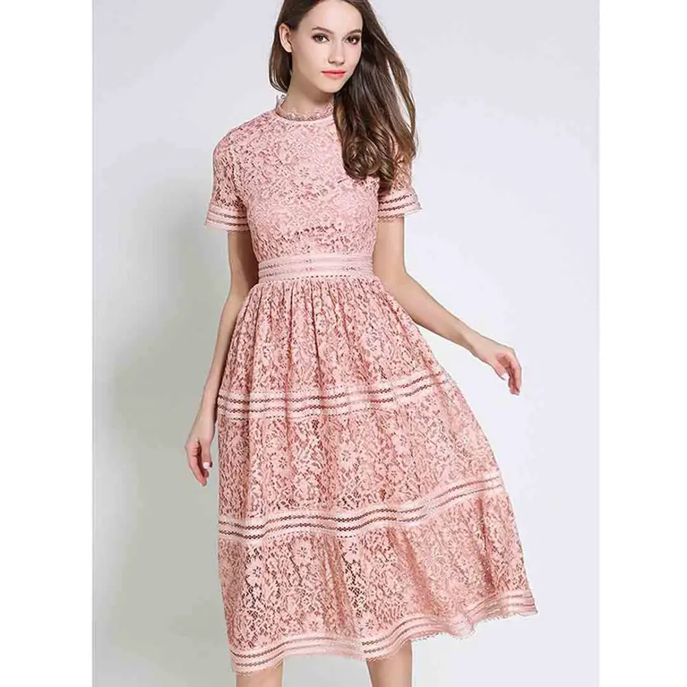 Midi Floral Tiered Party Cocktail Vintage Lace Wedding Guest Dresses ...
