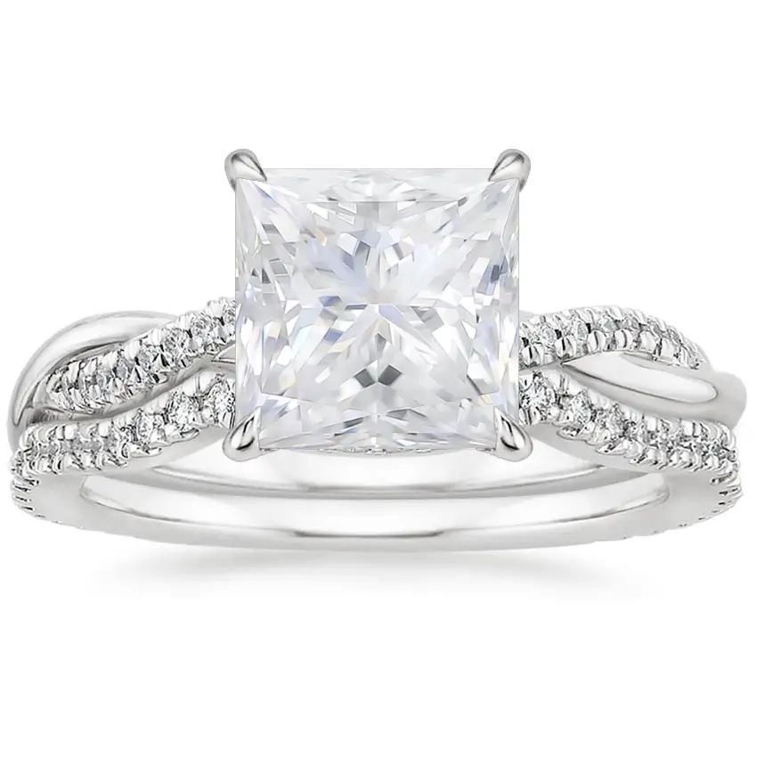 Moissanite Petite Twisted Vine Contoured Diamond Bridal Set (1/3 ct. tw ...