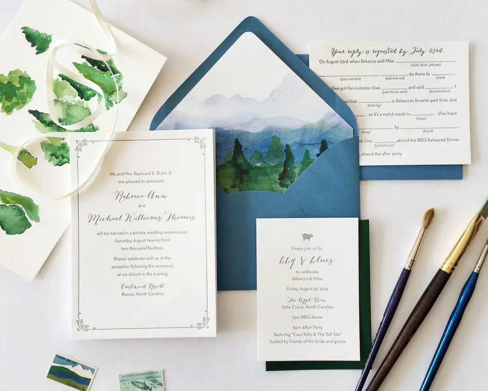 mountain wedding invitations