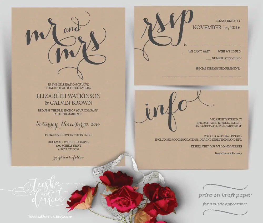 Mr and Mrs Wedding Invitation Instant Download by TeeshaDerrick