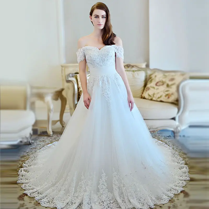 MZYW0106 off shoulder sweetheart neckline lace wedding dresses long ...