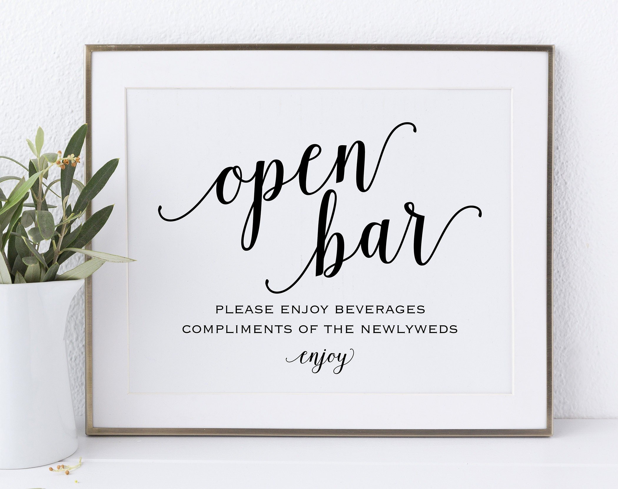 Open Bar Sign, Printable Wedding Reception Sign, Wedding ...