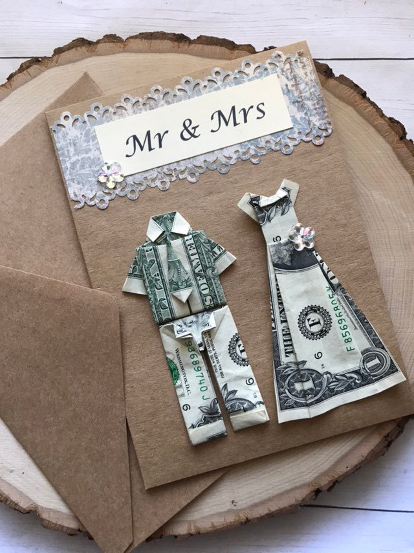 Origami card bride and groom wedding card origami money ...