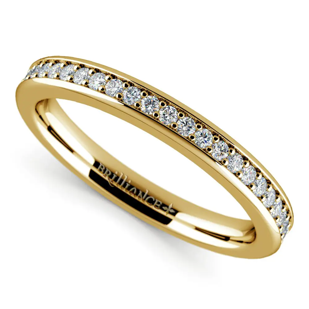Pave Diamond Wedding Ring in Yellow Gold
