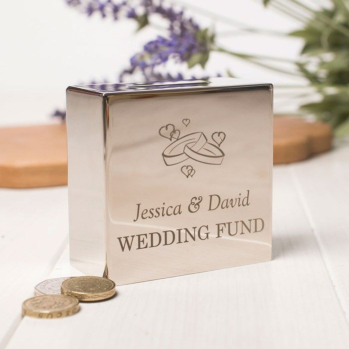 Personalised Silver Square Money Box