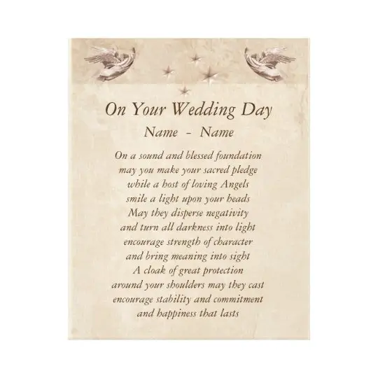 Personalised Wedding Day poem canvas art.