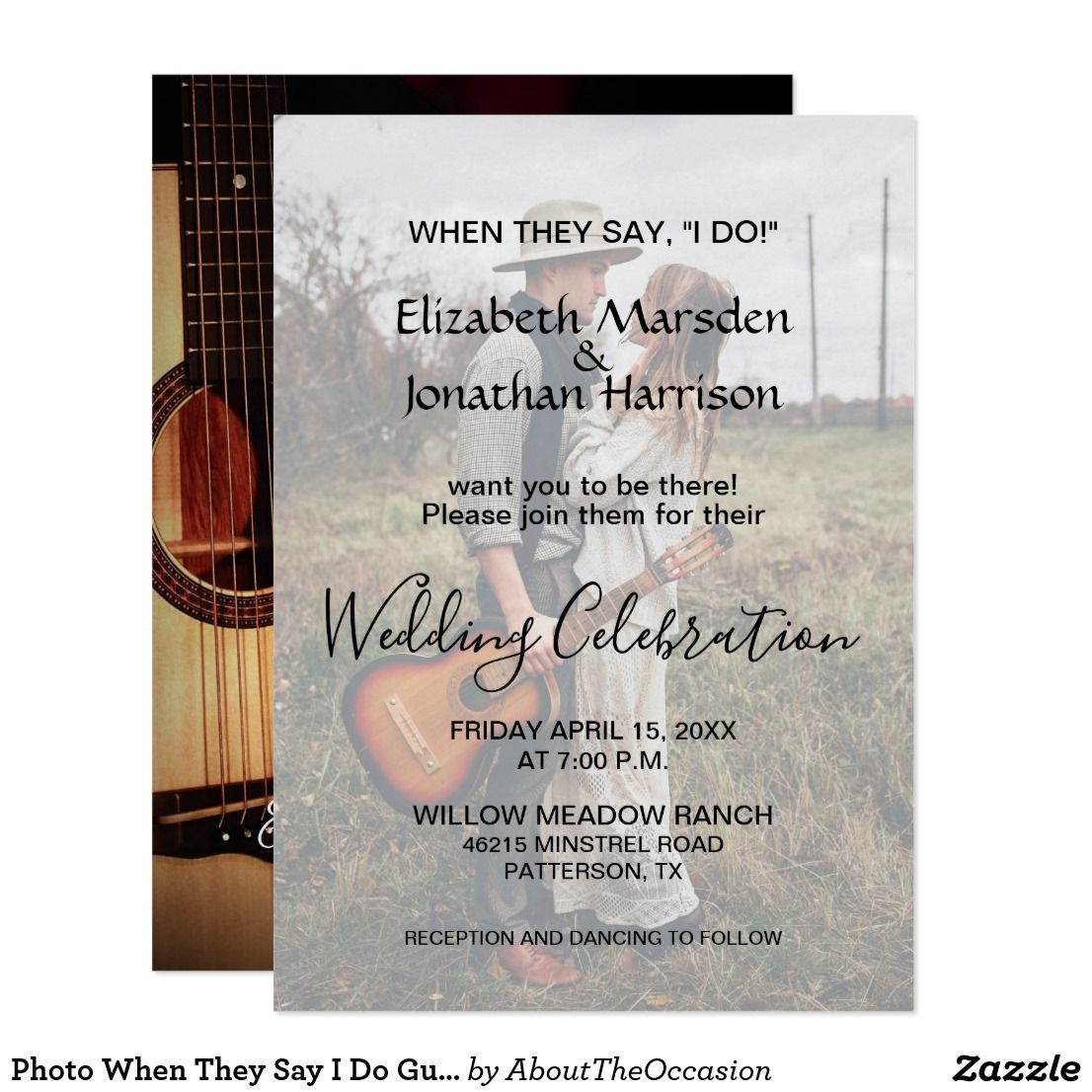 Photo When They Say I Do Guitar Country Wedding Invitation ...