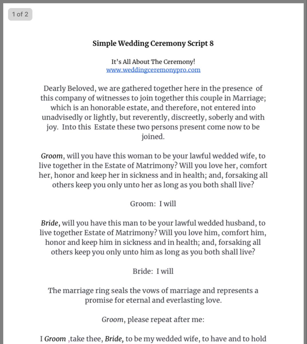 Pin by Andy Burns on Wedding officiant script