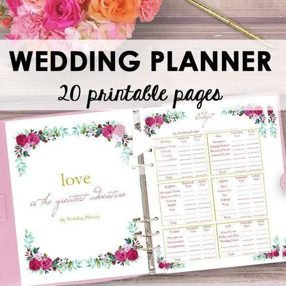 Planes de boda para imprimir, planificador de la boda libro, Carpeta ...