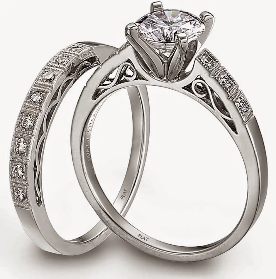 Platinum Diamond Wedding Ring Sets for Him and Her Model