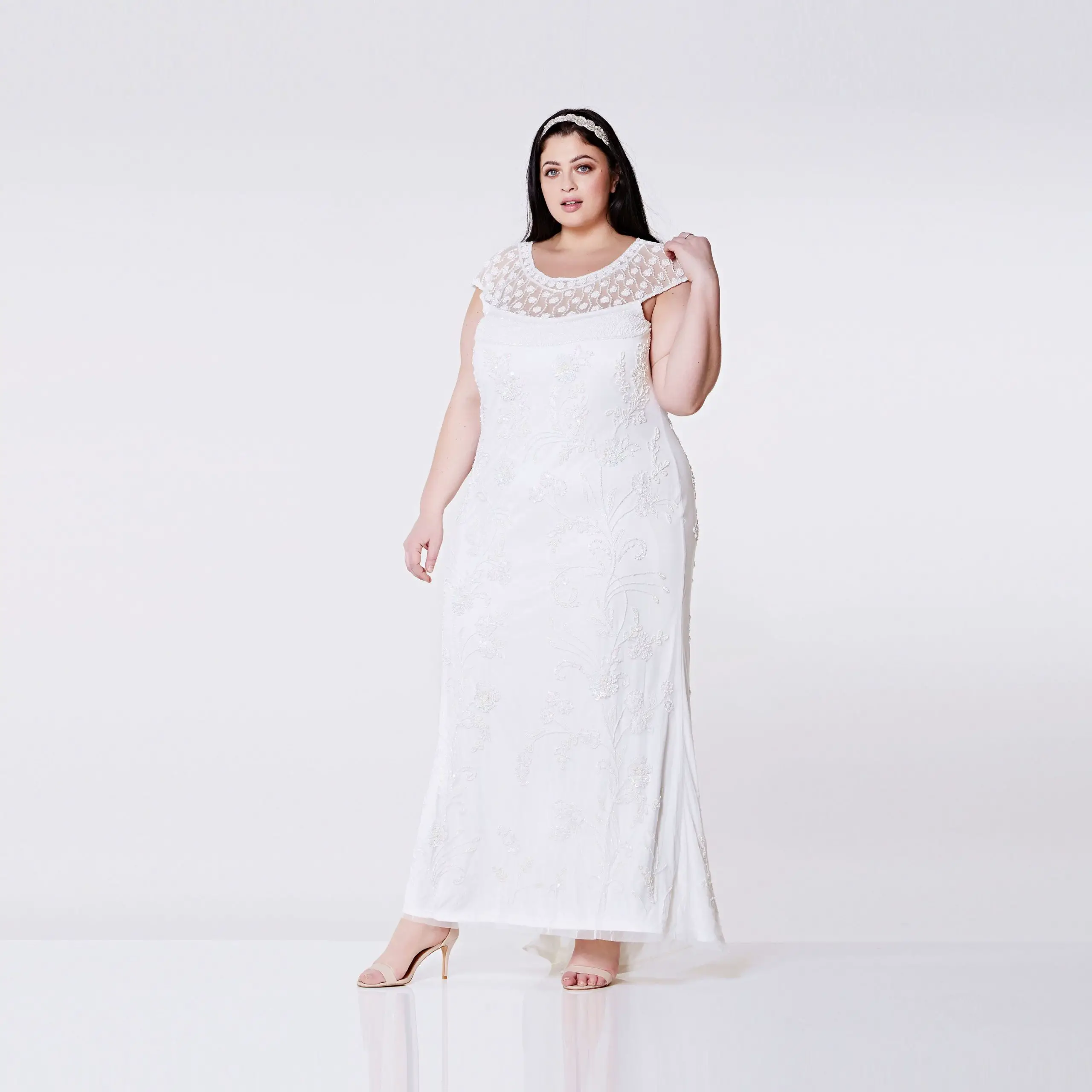 Plus Size Wedding Gown Off White Prom Maxi Elizabeth Dress 20s Great ...