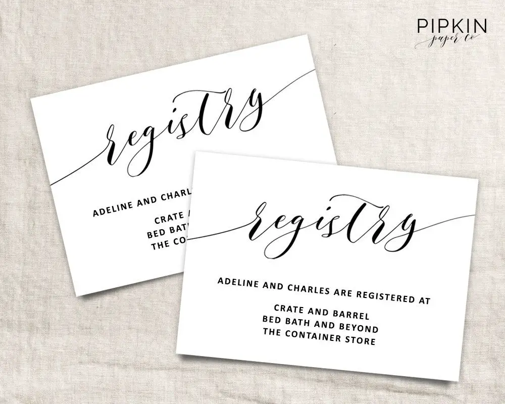 Printable Wedding Registry Card