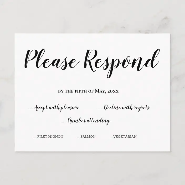 RSVP Simple Please Respond to Wedding Card