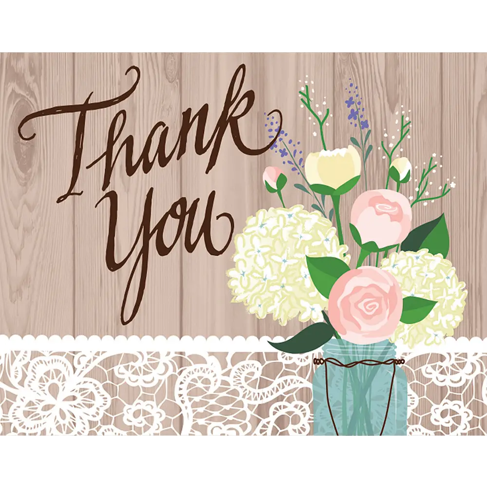 Rustic Wedding Thank You Notes 8ct