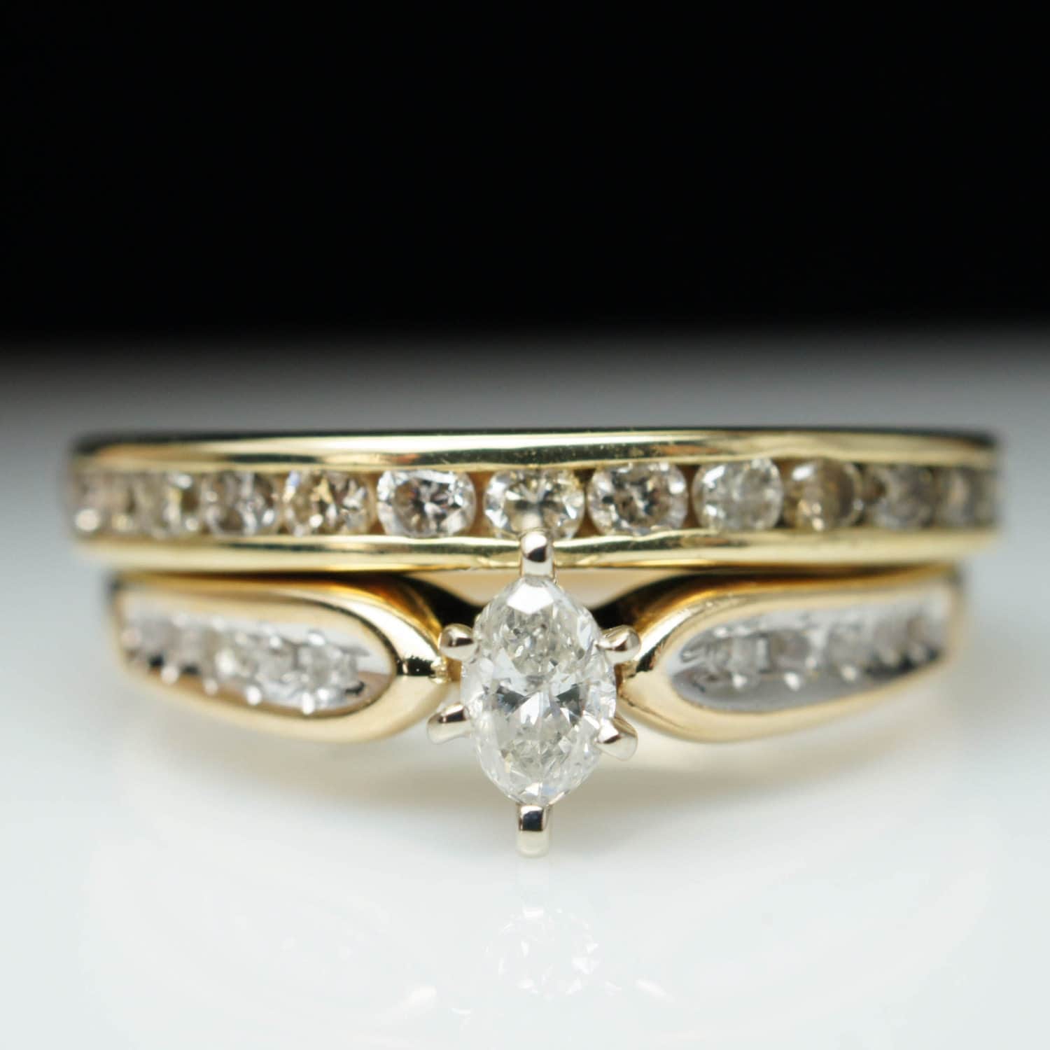 SALE Vintage Estate .80ctw Marquise Cut Diamond Engagement Ring ...
