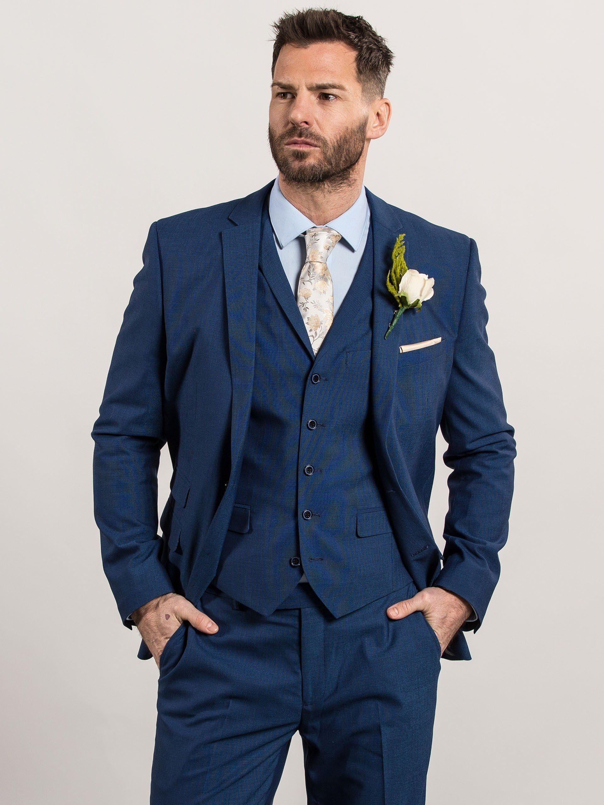 Sawyers &  Hendricks Blue Tonic Tailored Three Piece Wedding Suit ...