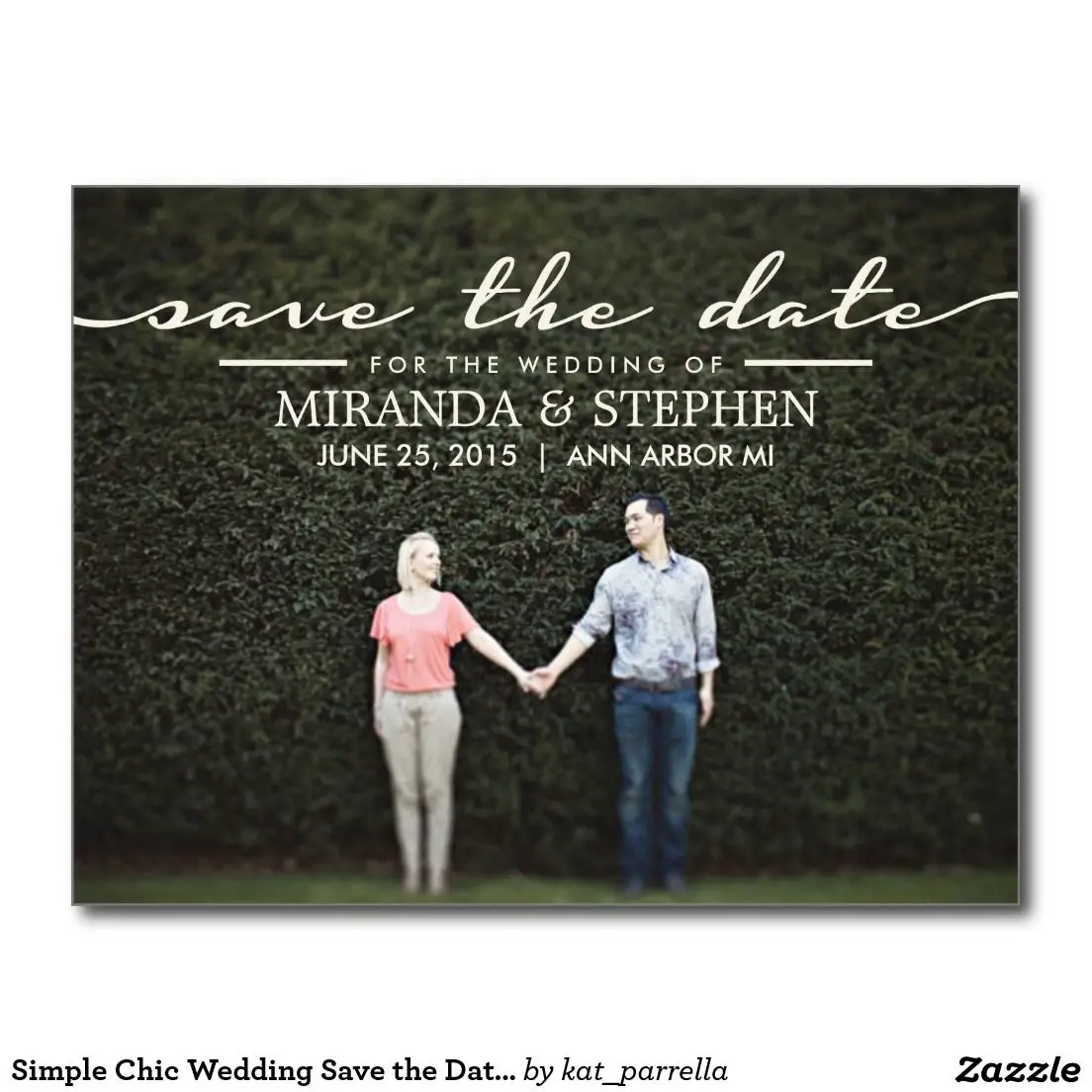 Simple Chic Wedding Save the Date Photo Postcard