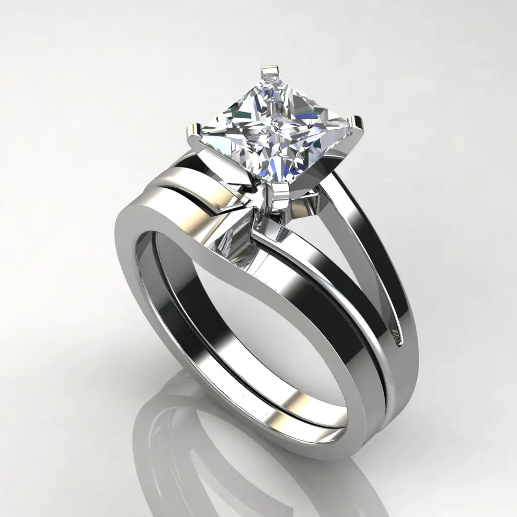 Split Shank PavÃ© Princess Cut Solitaire Engagement Ring and Wedding ...