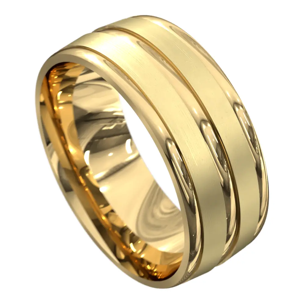 Stunning Polished Yellow Gold Mens Wedding Ring