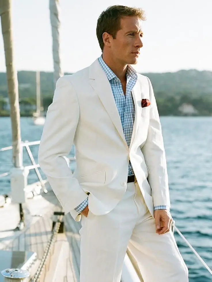 Summer+Grooms+Tuxedos+Beach+White+Linen+Suits+Notched ...
