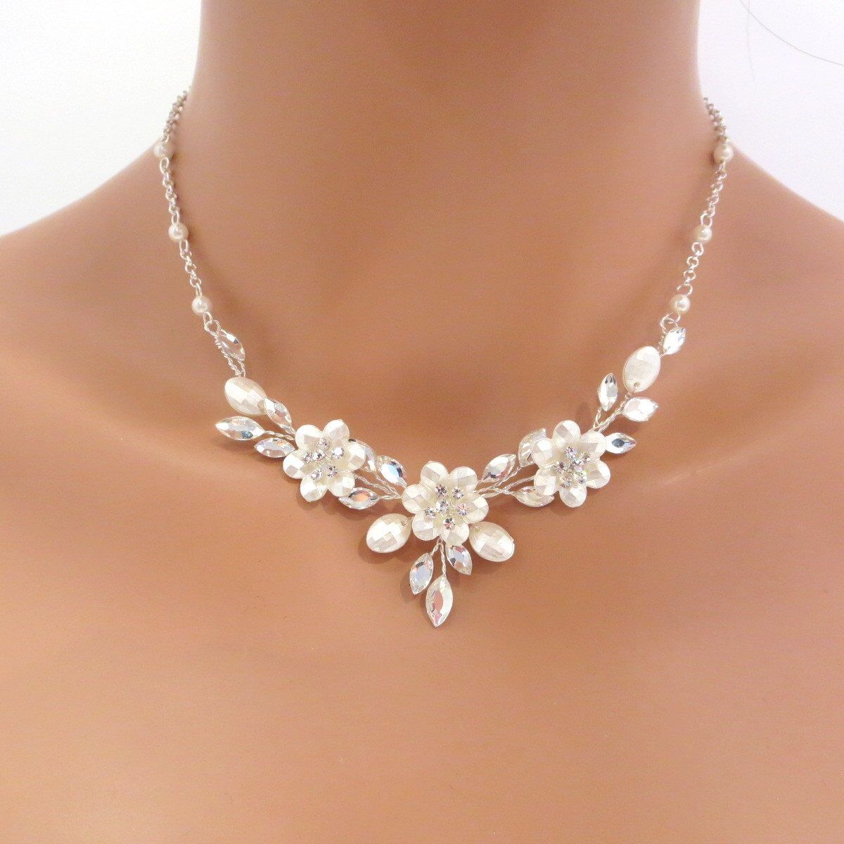 Swarovski crystal bridal necklace and earrings SET, Wedding jewelry set ...