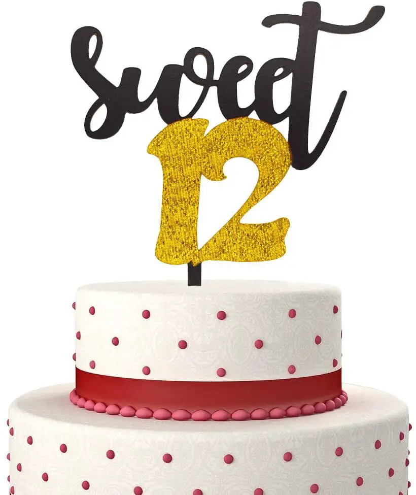 Sweet 12 Cake Topper for Happy 12th Birthday or Anniversary Party ...