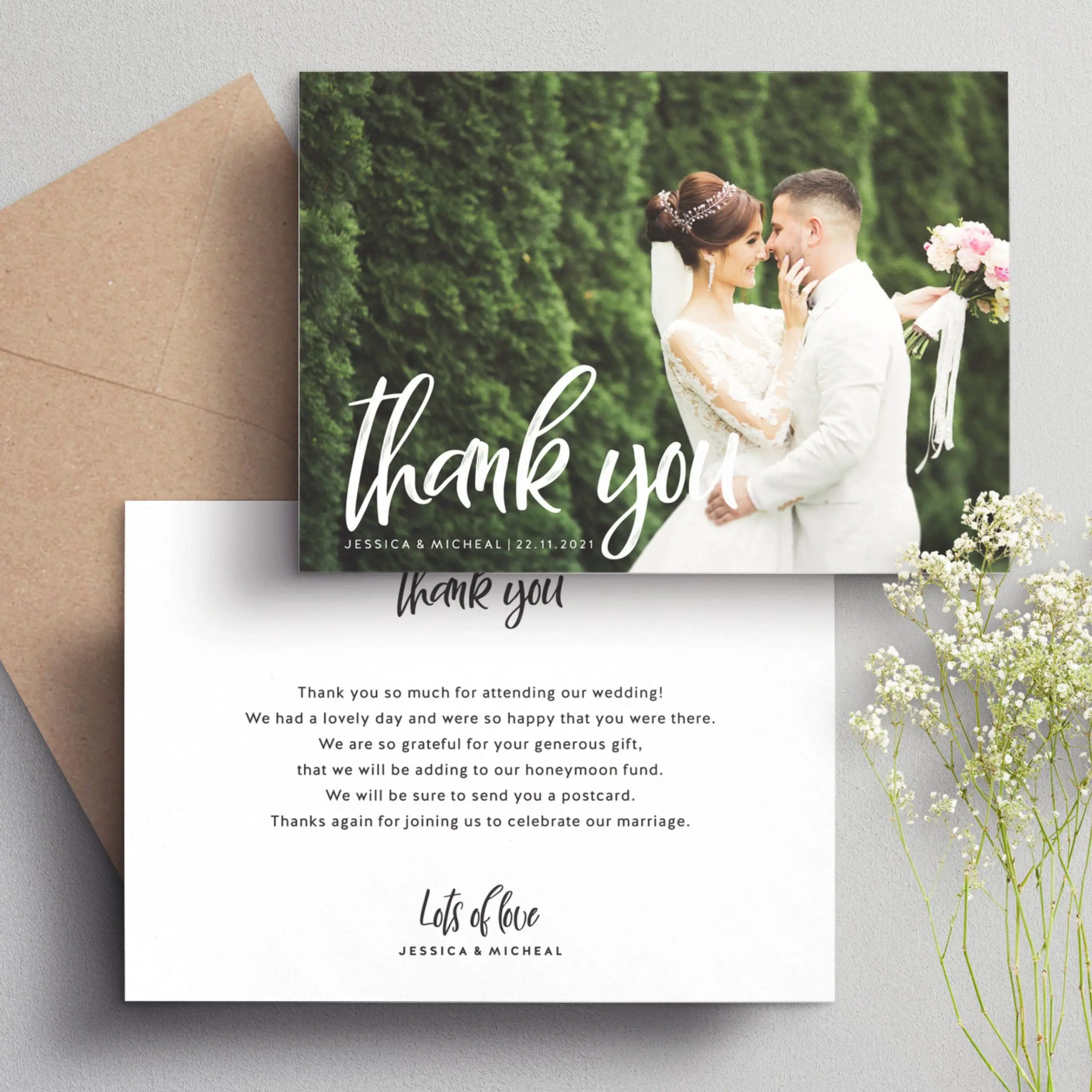 Thank You Photo Cards Wedding / Wedding Thank You Card Wording Ideas ...